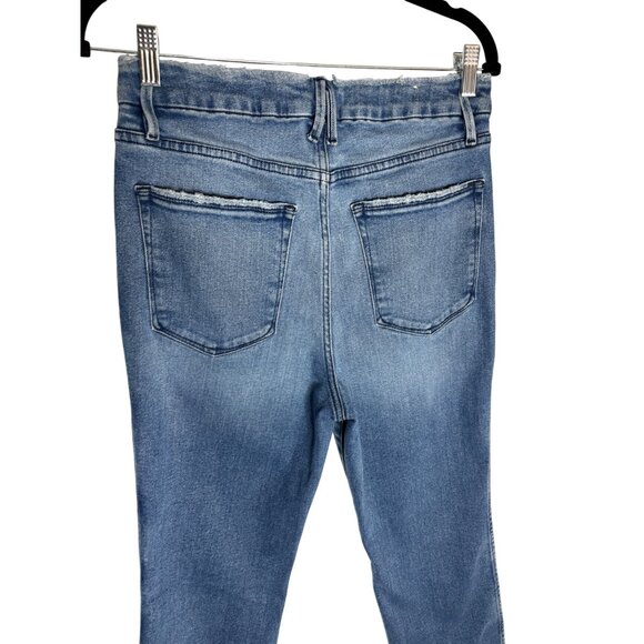 Good American Good Curve Straight Jeans Natural Fray Hem Blue 858-sz 30 - Picture 5 of 9